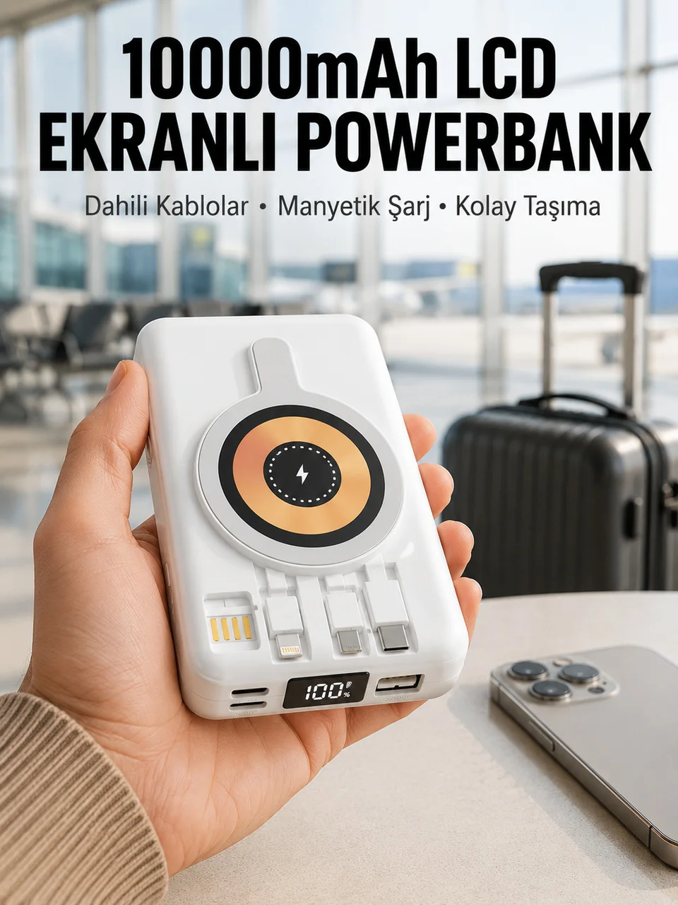 Lcd Göstergeli Manyetik Powerbank Type C Usb Girişli Yeni Nesil - Lisinya Diğer