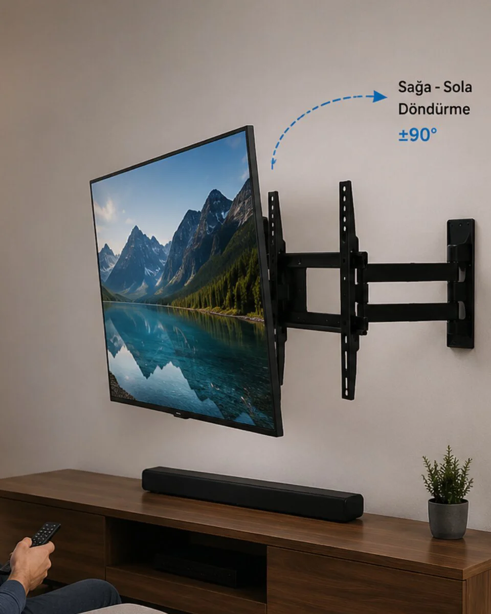 LCD LED TV Duvar Aparatı Çift Kollu Hareketli Askı Sistemi