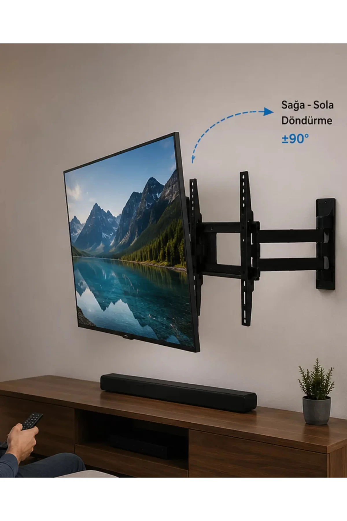 LCD LED TV Duvar Aparatı Çift Kollu Hareketli Askı Sistemi