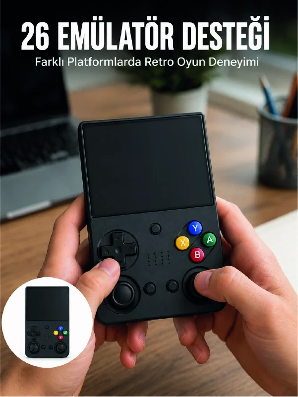 LCD Retro Oyun Konsolu TV Bağlantı Destekli Çift Analog Joystick 