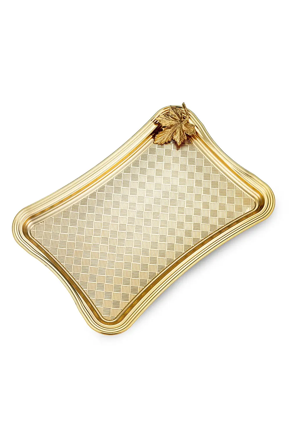 Leafy Dikdörtgen Tepsi Gold