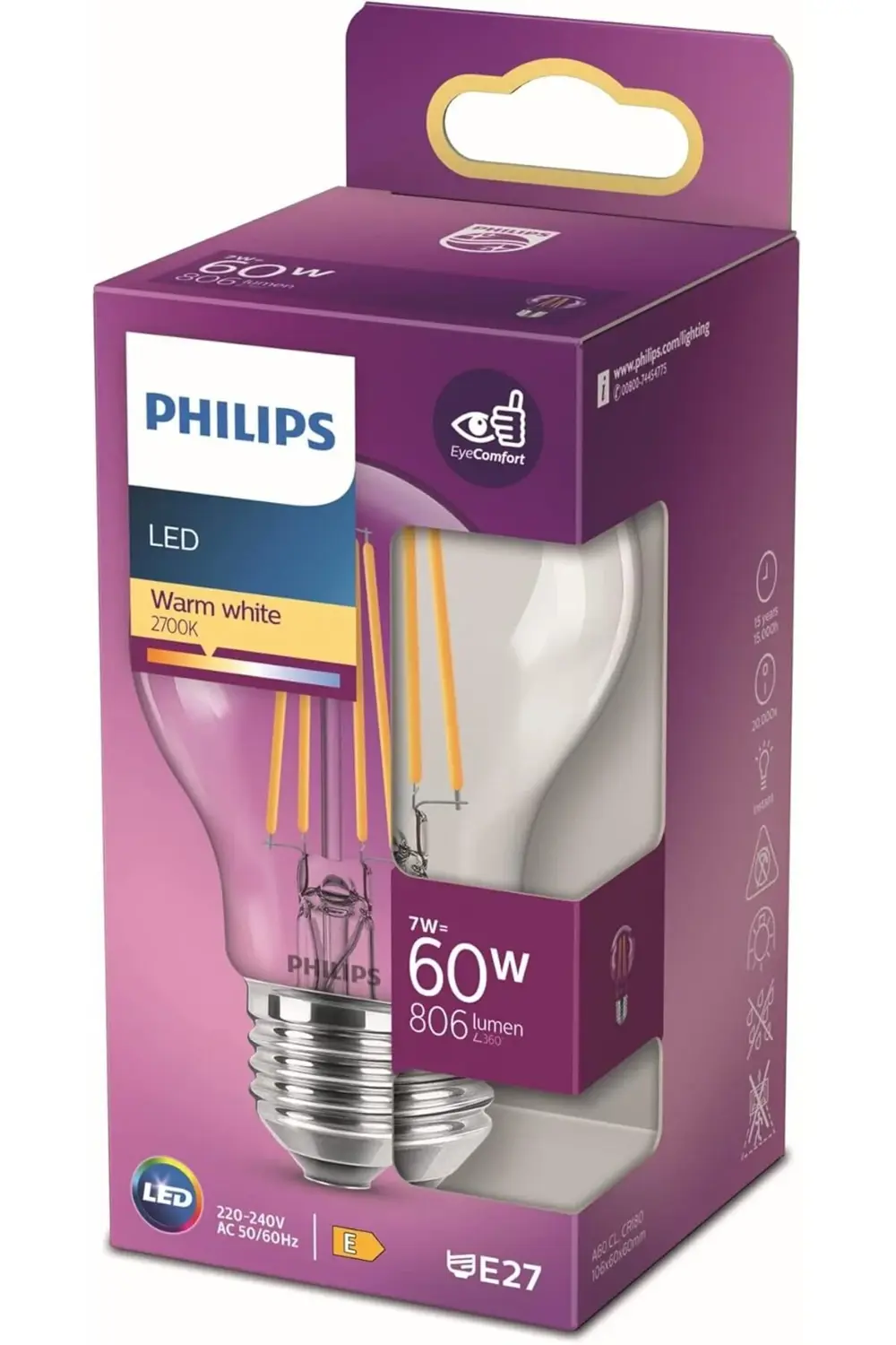 LED 60W A60 E27 Non-Dim 2700K Sarı Işık LED Filament Ampul 118522