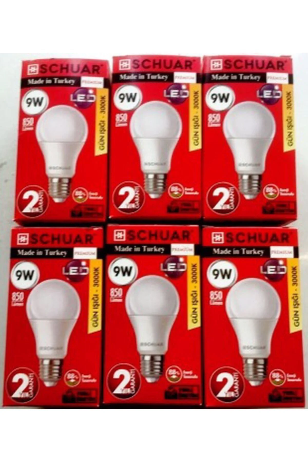 Led Ampul 9 W Günışığı3000 K 6 Adet