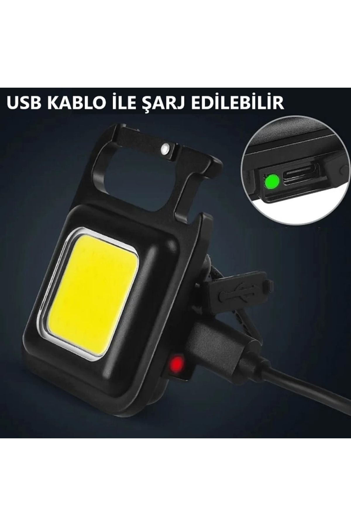 Led Anahtarlıklı El Feneri Şişe Açacağı Usb’li Şarj Edilebilir Ce