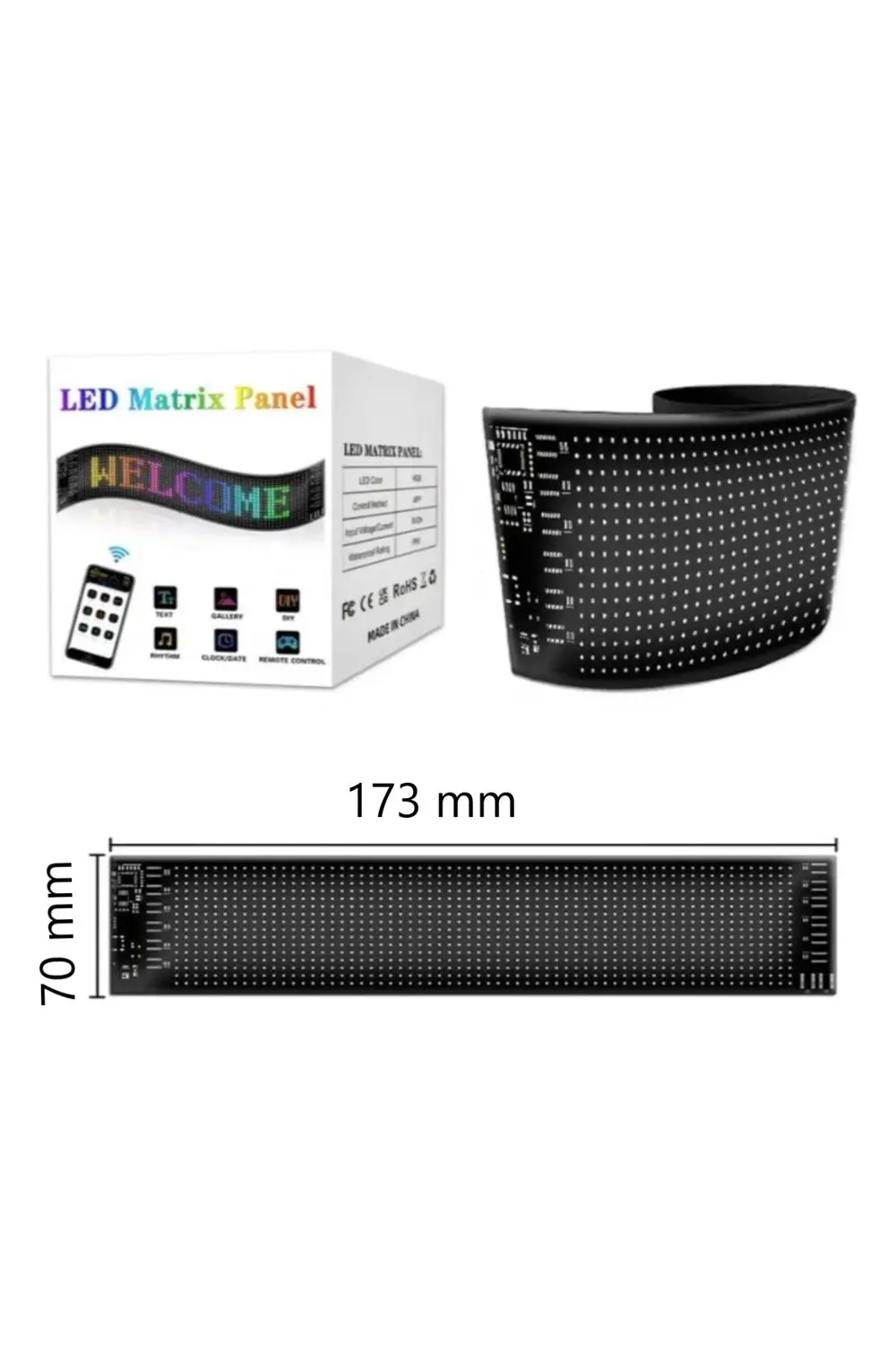 Led Animasyon Paneli Bilgisayar PC Kasaları İçin 17.3x7 cm RG-B E