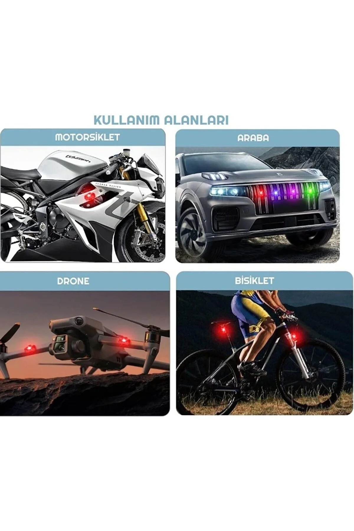 Led Anti Çarpışma Uyarı Işığı 7 Renk/Drone/Araba/Motor/Bisiklet/K