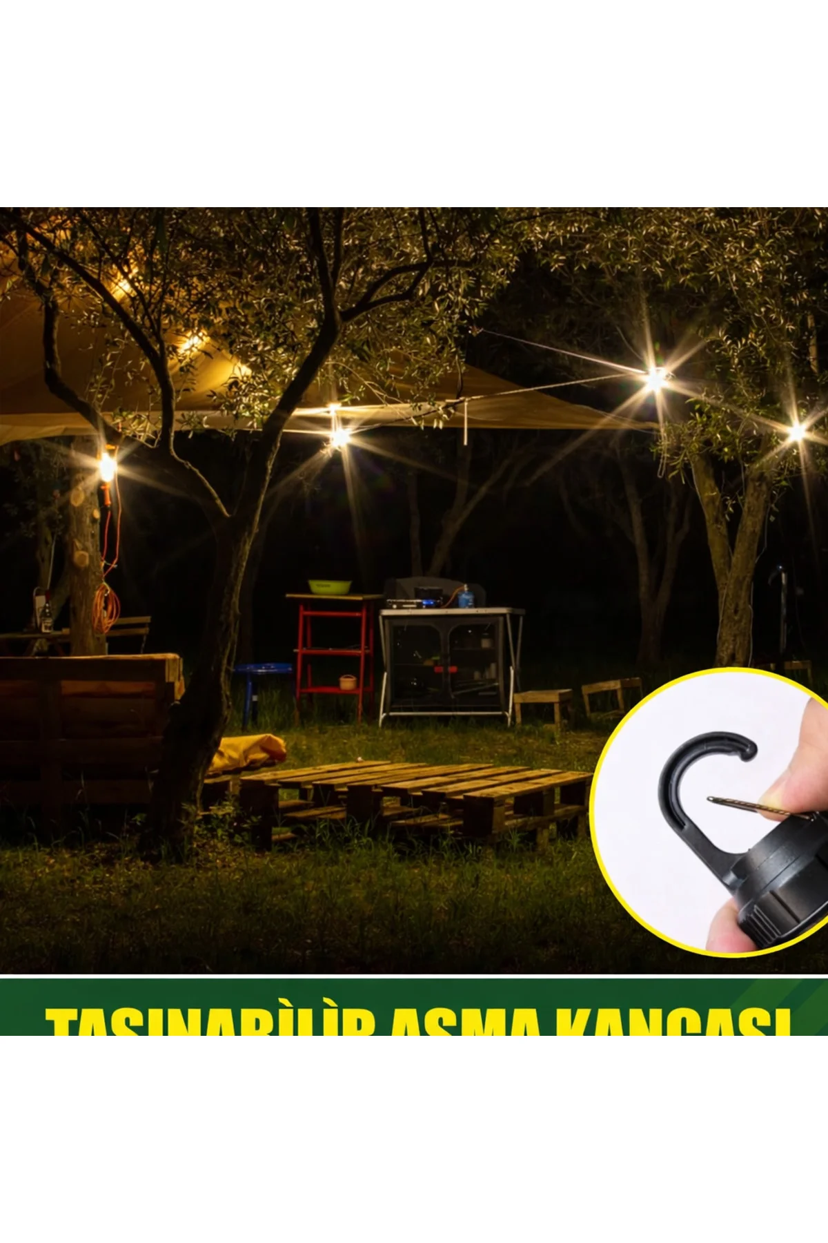LED Askılı Kamp Lambası Taşınabilir Gece Lambası Bahçe Balkon Kam