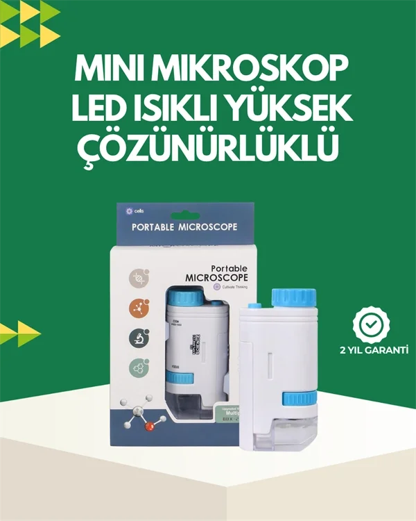 LED Aydınlatmalı 80–200 Kat Büyütmeli Cep Mikroskop LED Aydınlatmalı 80–200 Kat Büyütmeli Cep Mikroskop