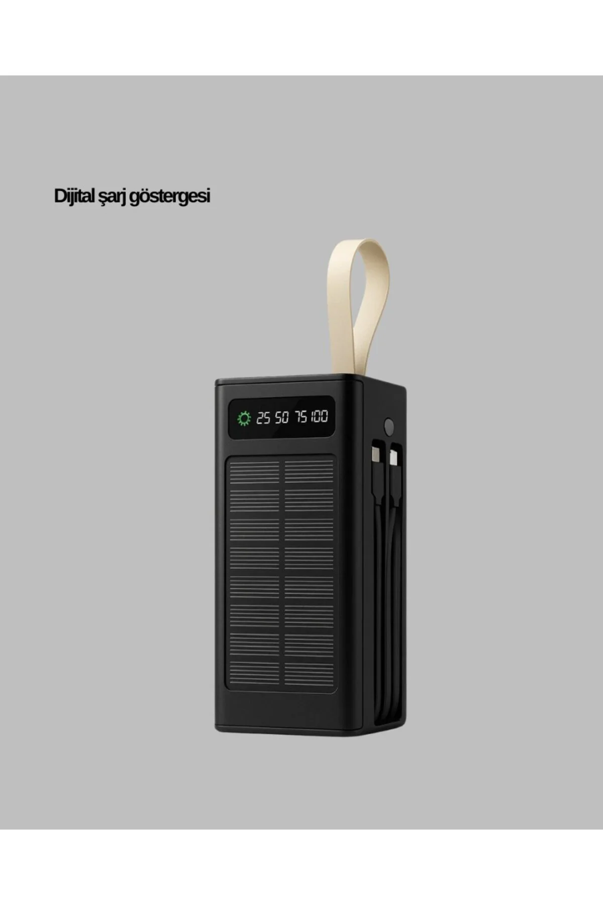 LED Aydınlatmalı Güneş Panelli Powerbank Seyahat ve Kamp İçin