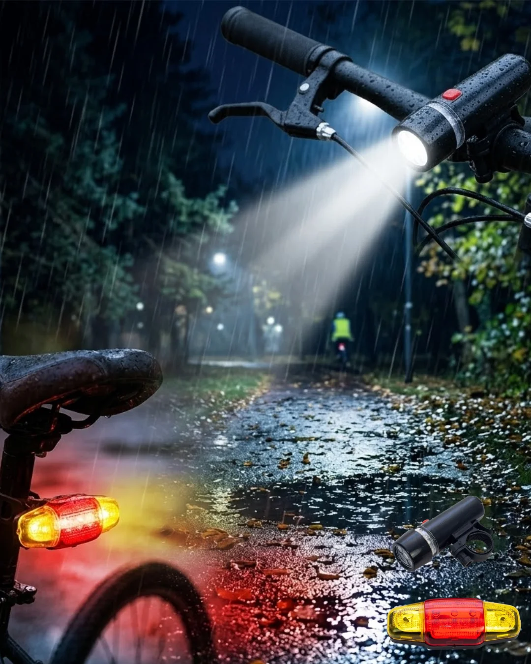 LED Bisiklet Işık Seti Ön Far ve Arka Stop Lambası Güvenlik Seti