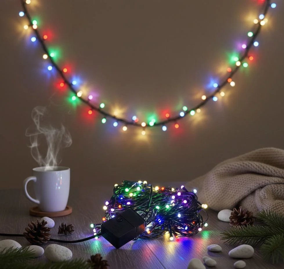 10 Metre 100 LED Damla Uçlu RGB Dekoratif Işık Siyah Kablo