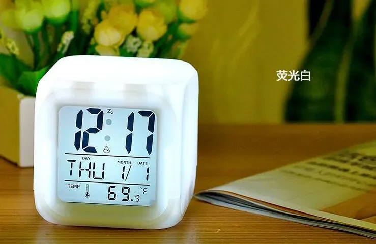 Led Dijital Renkli Masa Saati Alarm Termometre Tarih Masaüstü Saa Led Dijital Renkli Masa Saati Alarm Termometre Tarih Masaüstü Saa