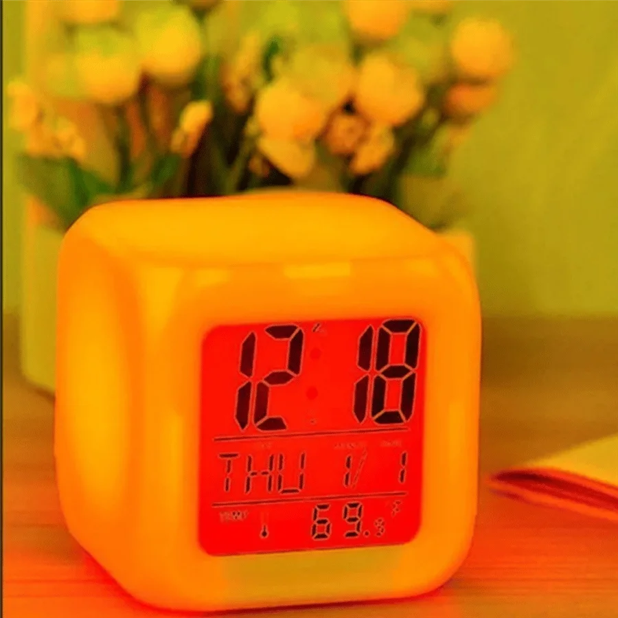 Led Dijital Renkli Masa Saati Alarm Termometre Tarih Masaüstü Saa Led Dijital Renkli Masa Saati Alarm Termometre Tarih Masaüstü Saa