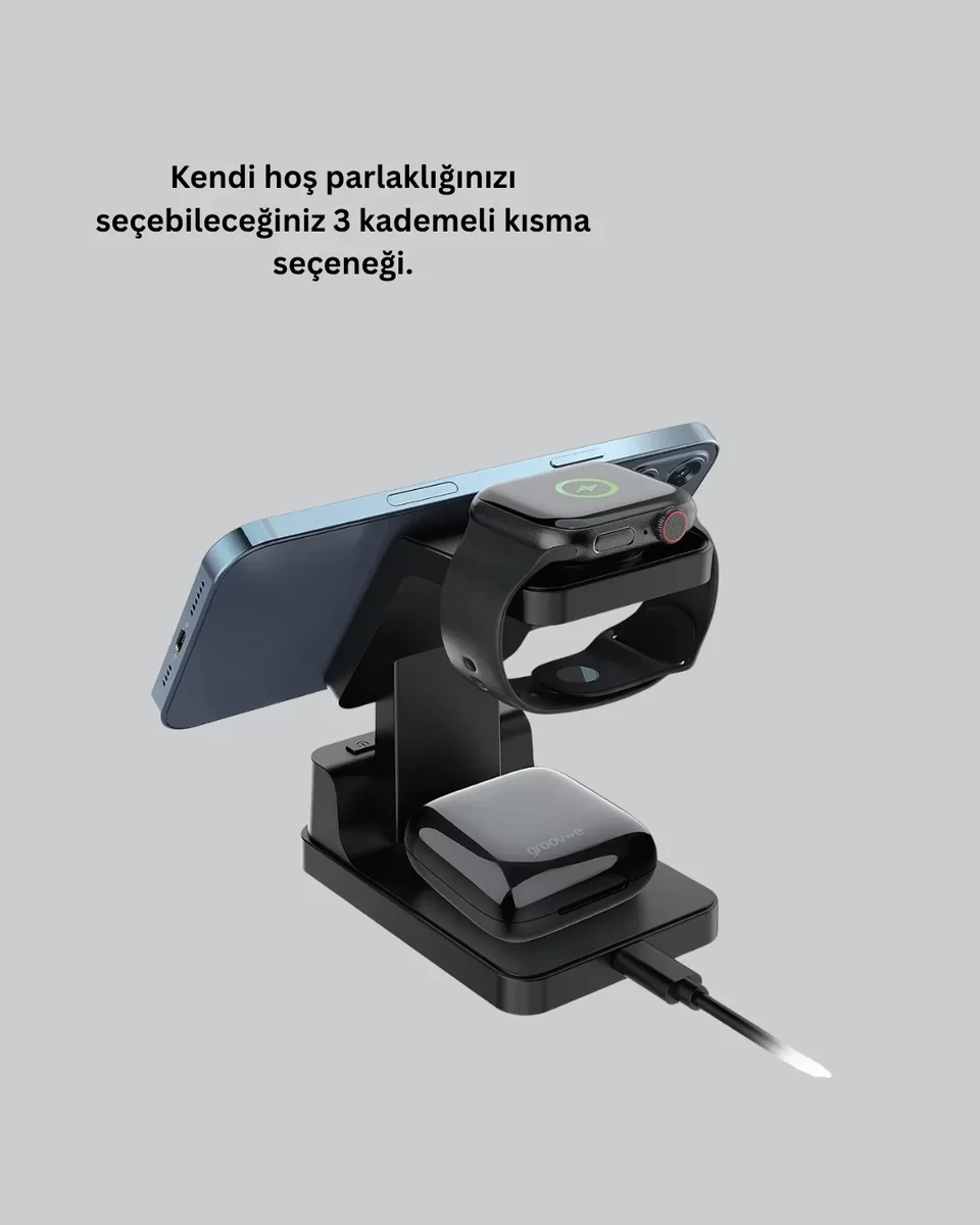 LED Dijital Saatli Kablosuz Şarj Cihazı – 3 Parlaklık Ayarlı Güvenli Şarj Teknolojili Yeni Nesil