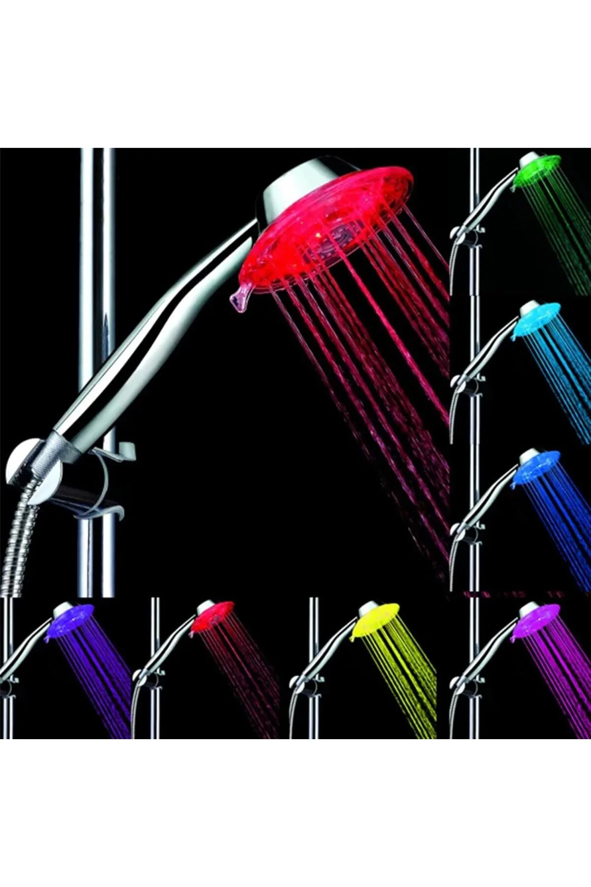 LED Duş Başlığı El Banyo Duş Başlıkları 7 Renkli Işık Duş Başlığı