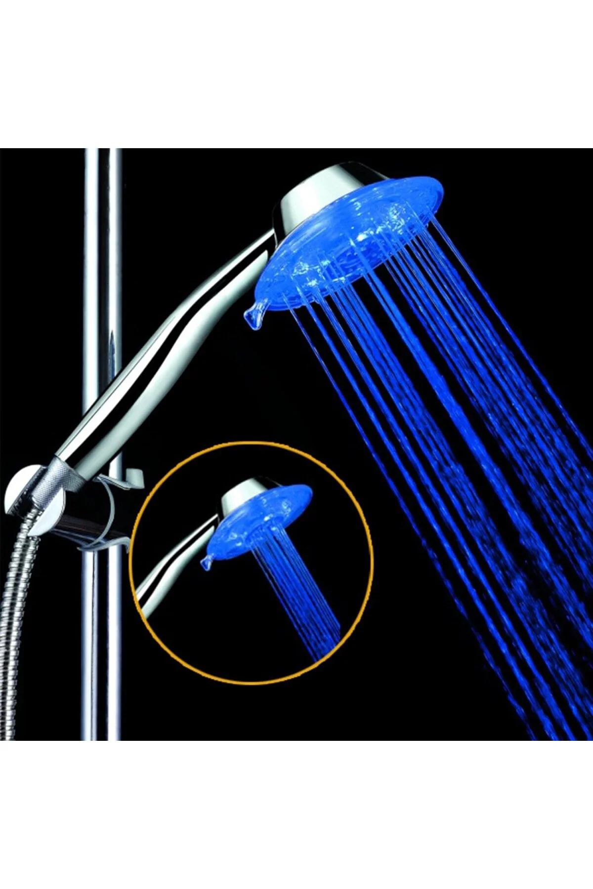 LED Duş Başlığı El Banyo Duş Başlıkları 7 Renkli Işık Duş Başlığı