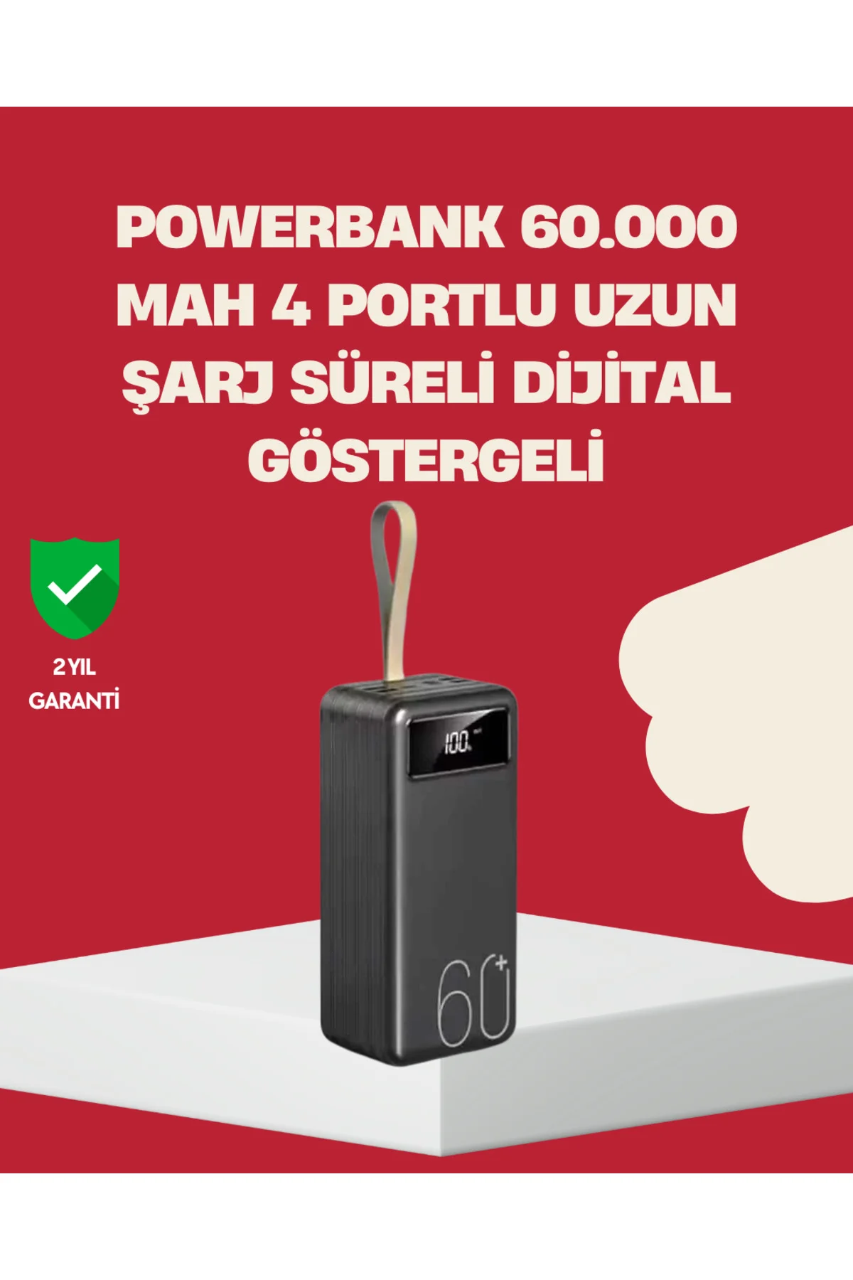 Led Ekranlı Çok Fonksiyonlu Taşınabilir Şarj Ünitesi Powerbank