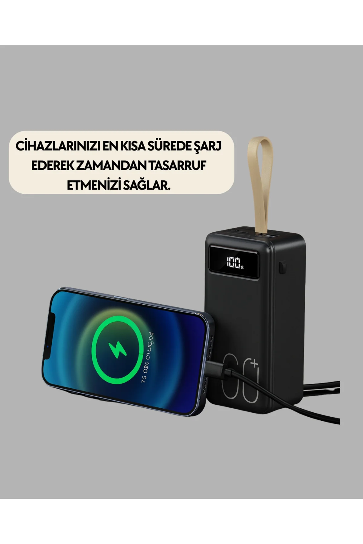 LED Ekranlı Çok Fonksiyonlu Taşınabilir Şarj Ünitesi Powerbank