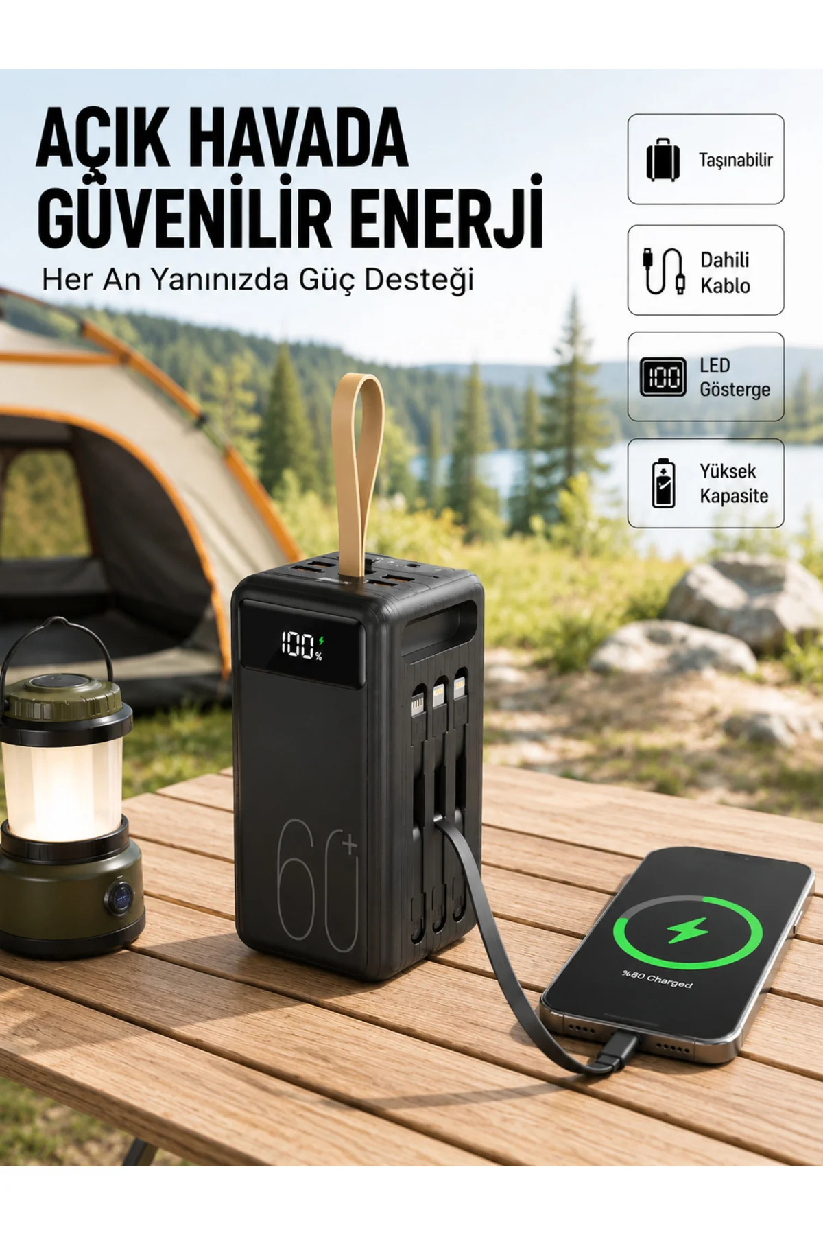 Led Ekranlı Çok Fonksiyonlu Taşınabilir Şarj Ünitesi Powerbank Yeni Nesil Led Ekranlı Çok Fonksiyonlu Taşınabilir Şarj Ünitesi Powerbank Yeni Nesil
