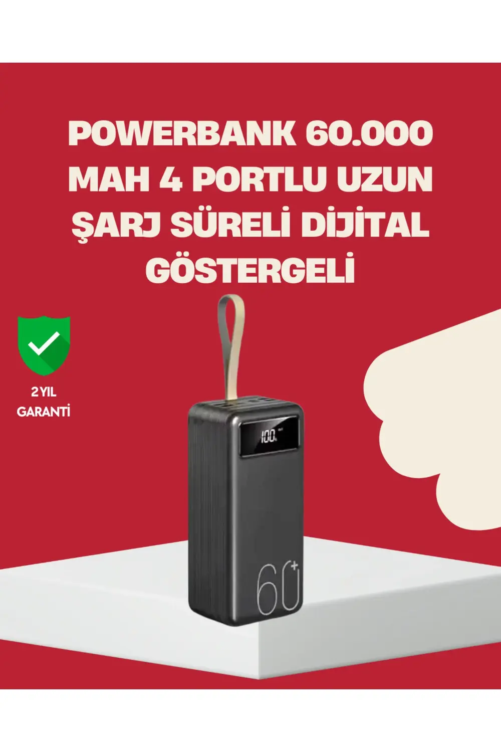 LED Ekranlı Çok Fonksiyonlu Taşınabilir Şarj Ünitesi Powerbank