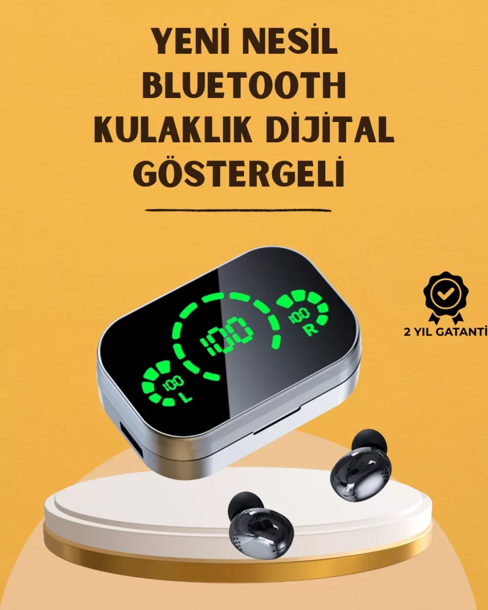 LED Ekranlı Kablosuz Kulaklık – Gürültü Önleyici Mikrofon ve Dokunmatik Özellikli - Lisinya