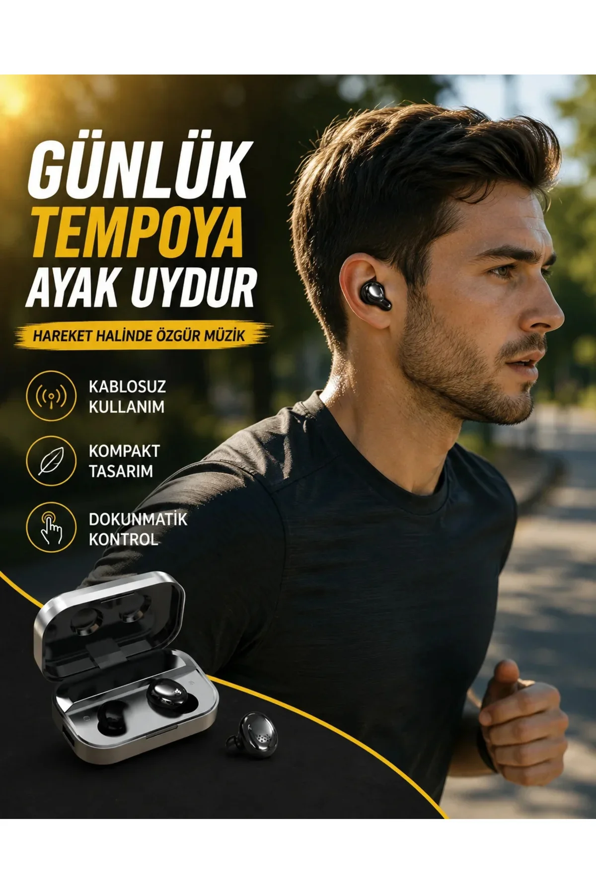 LED Ekranlı Kablosuz Kulaklık – Gürültü Önleyici Mikrofon ve Dokunmatik Özellikli