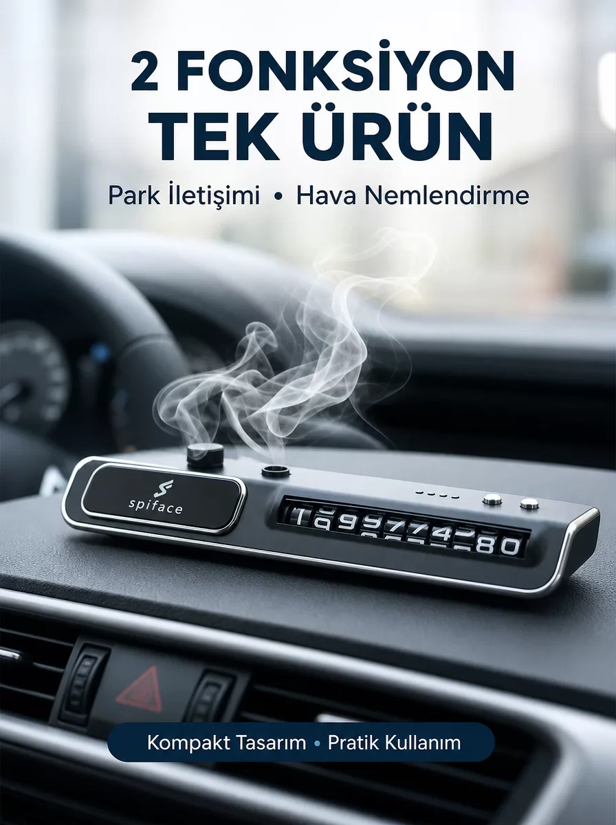 LED Ekranlı Nemlendirici Araç Park İletişim Göstergesi - Yeni Nesil 3 Seviye Nemlendirme