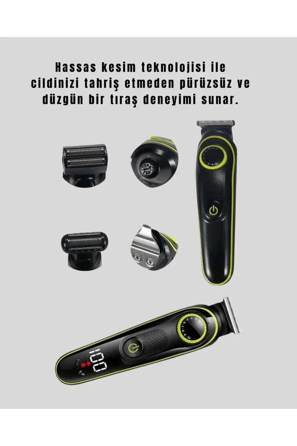 LED Ekranlı Şarjlı Saç ve Sakal Kesme Makinesi Erkek Bakım Cihazı