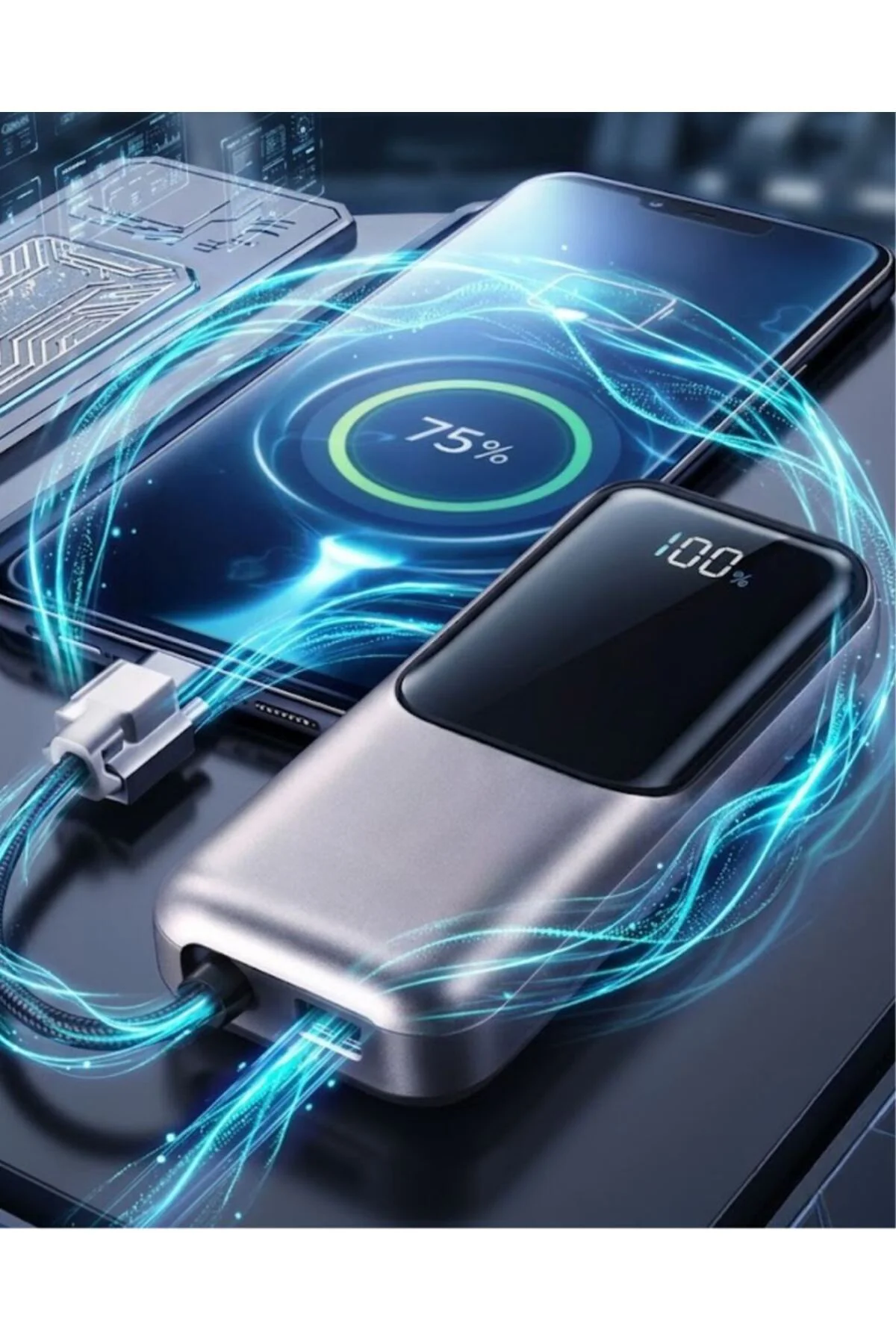 LED Ekranlı Süper Fast Charge Özellikli Mini Powerbank