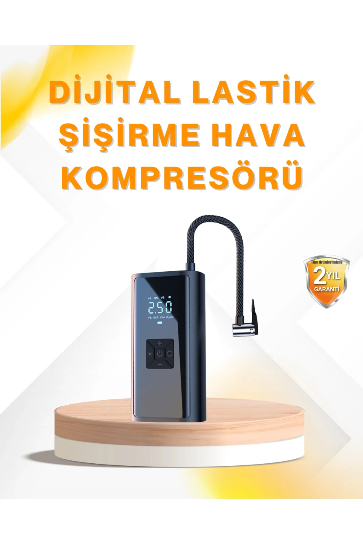 LED Fenerli ve SOS Işıklı Çok Fonksiyonlu Hava Kompresörü