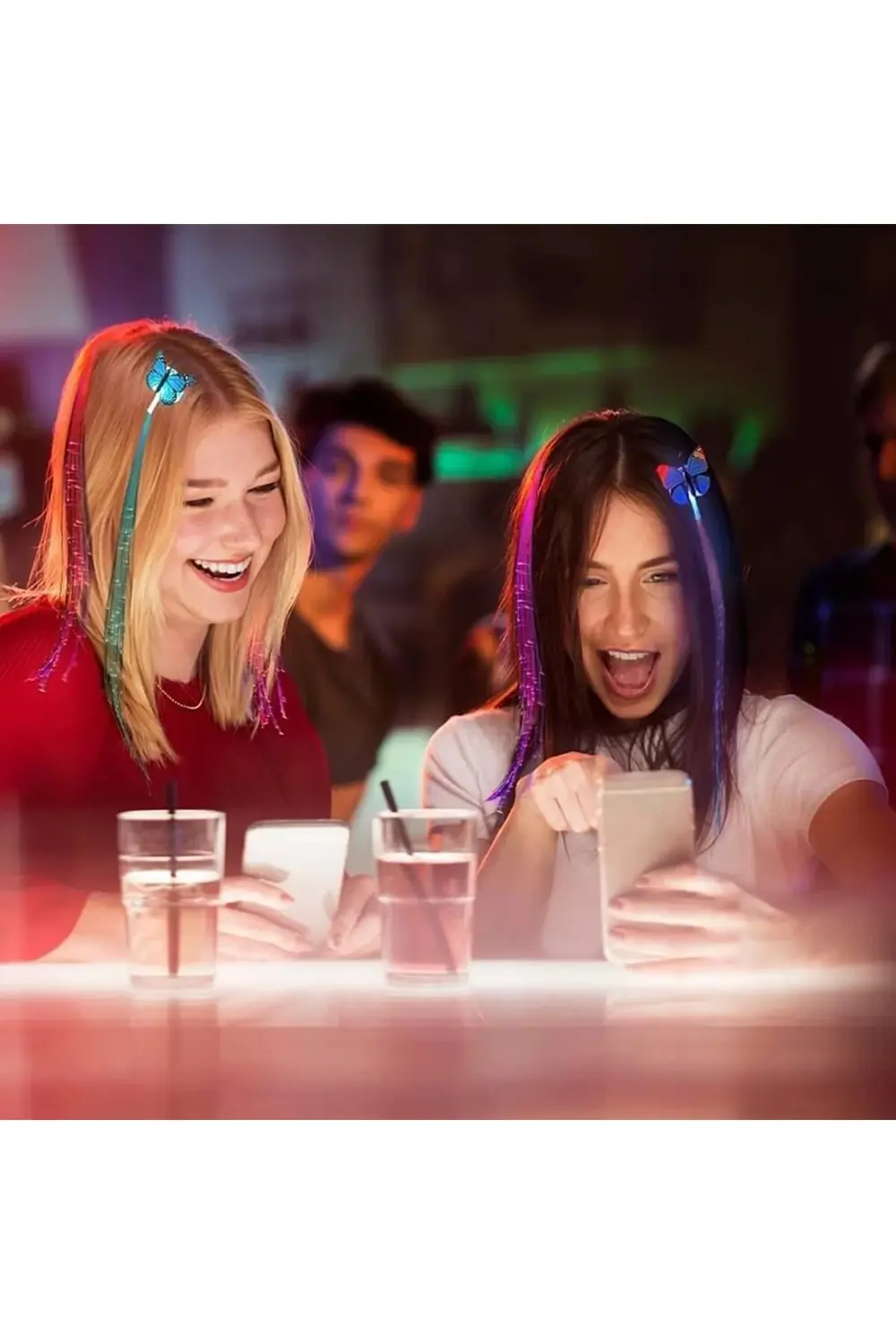 Led Fiber Optik Işıklı Kelebek Saç Klipsi 1 Adet