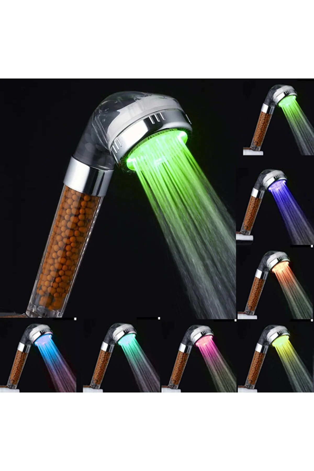 LED filtreleme duş başlığı, su tasarruflu, iyon filtreli ve kireç filtreli, yüksek basınçl