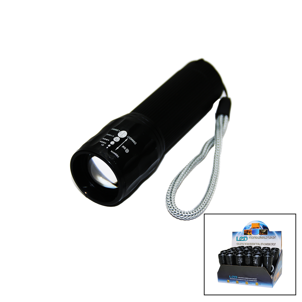 LED GOLD ORION HIGHLIGHTING ALUMİNUM FLASHLİGHT PİLLİ ZOOMLU EL F