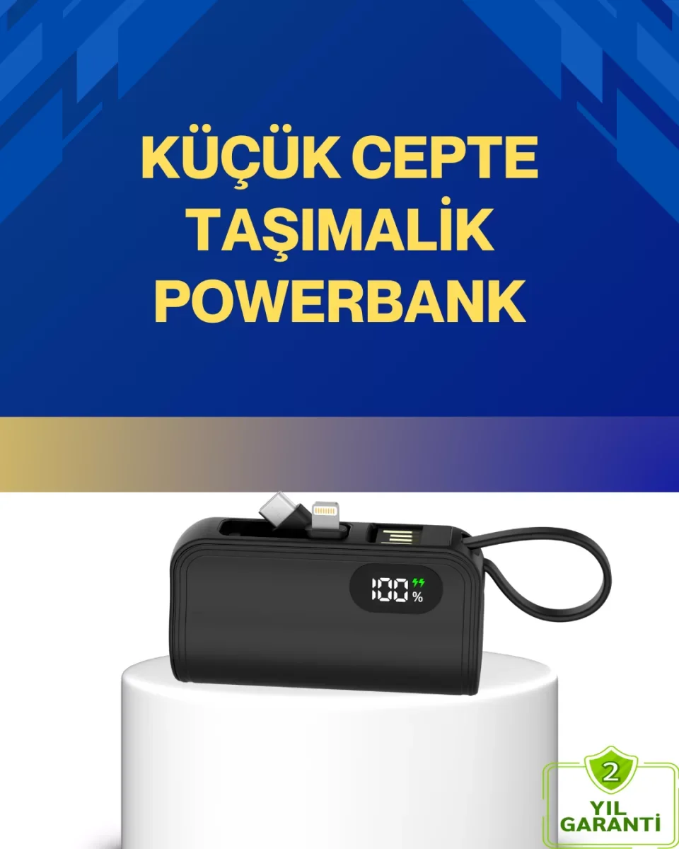 LED Göstergeli 2000mAh Cep Tipi Hızlı Şarj Powerbank - Lisinya