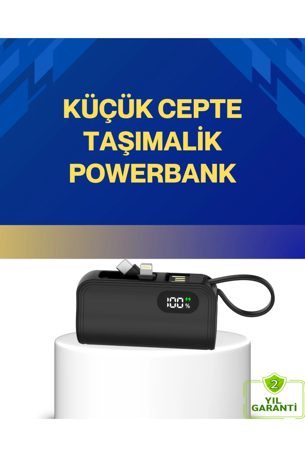 LED Göstergeli 2000mAh Cep Tipi Hızlı Şarj Powerbank