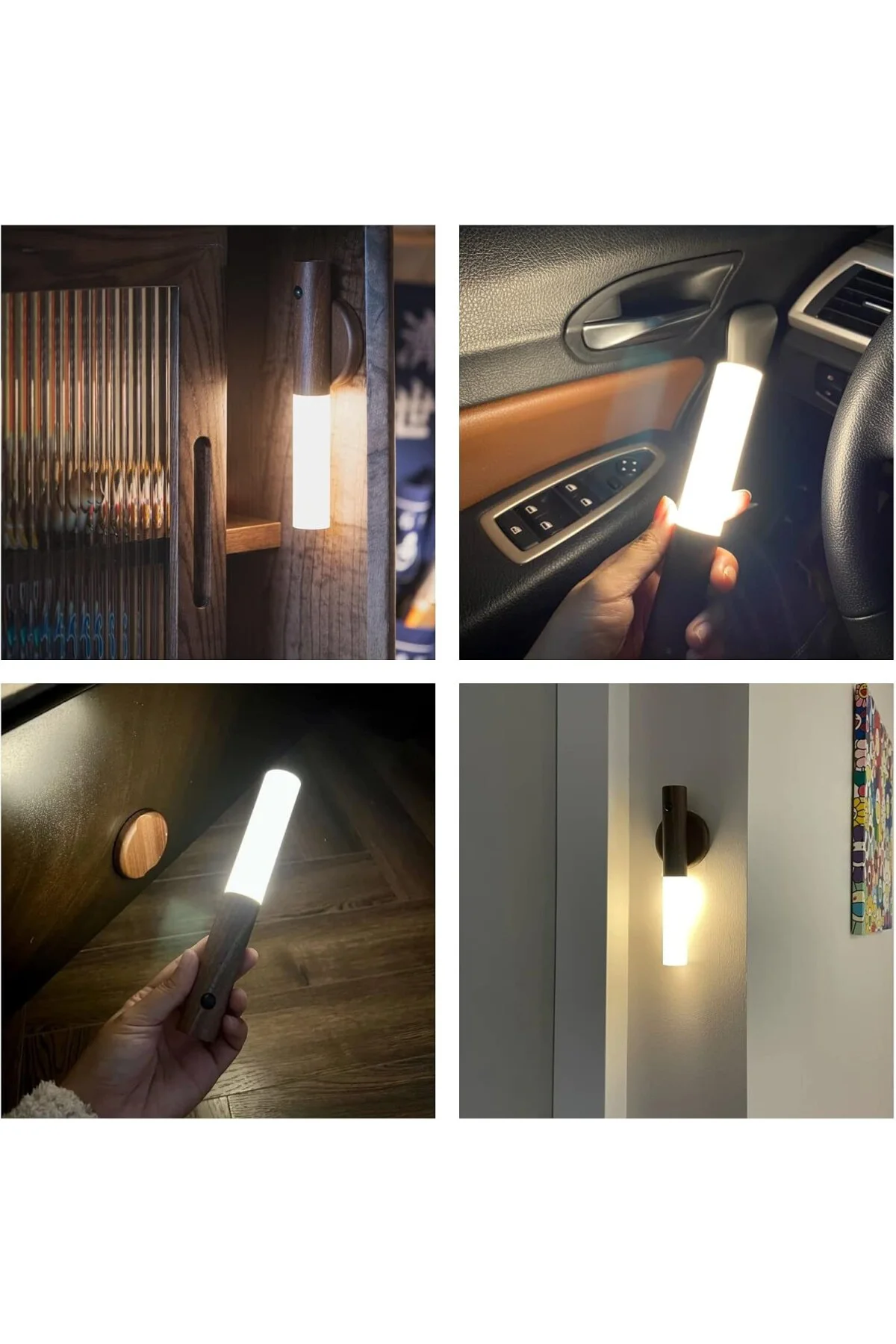 LED hareket sensörlü ışık, ahşap duvar lambası, akü merdiveni, US