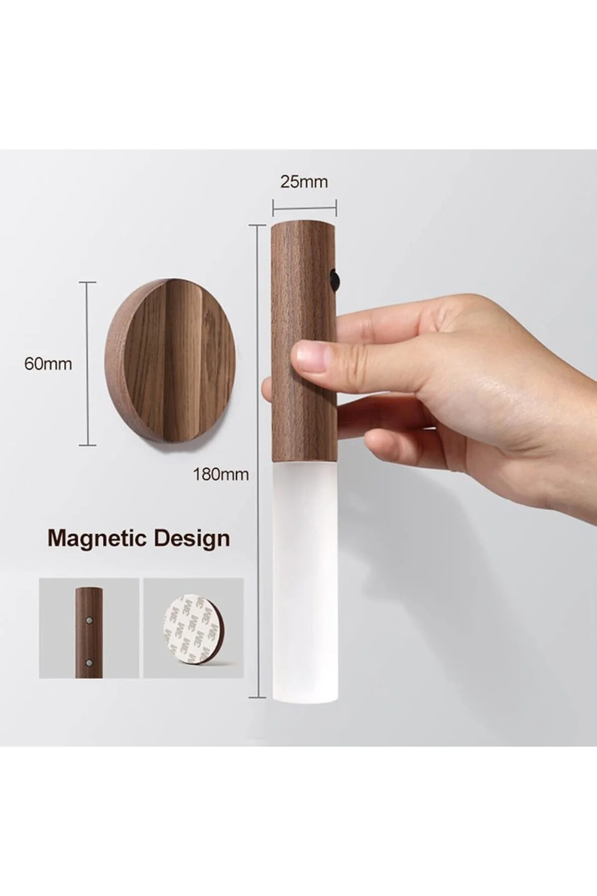 LED hareket sensörlü ışık, ahşap duvar lambası, akü merdiveni, USB şarj edilebilir, vintag