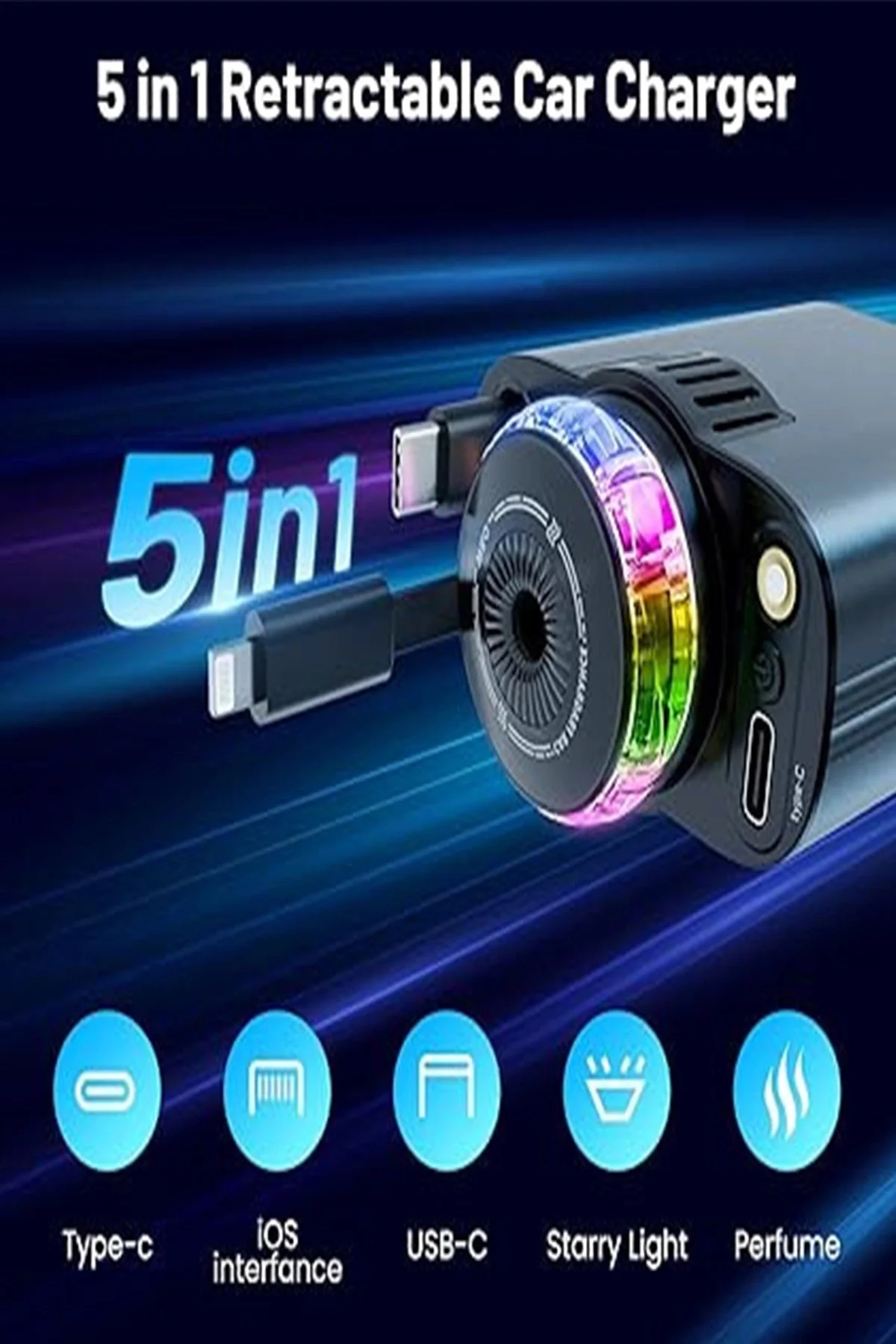 Led Işık Aydınlatmalı 45w Hava Nemlendirici 5’1 Arada Şarj Cihazı