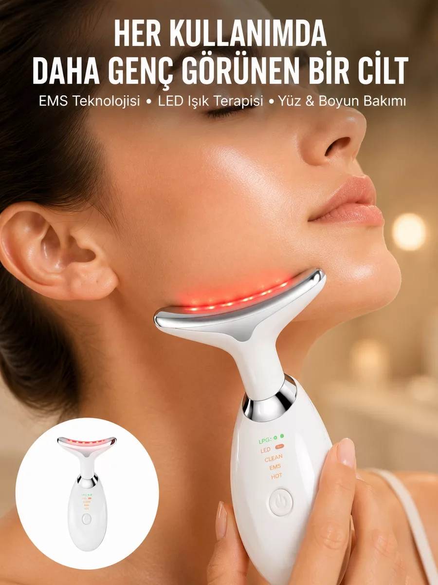 LED Işık Destekli Kırışıklık Karşıtı Yüz Bakım Aleti - Yeni Nesil Cilt Gençleştirici