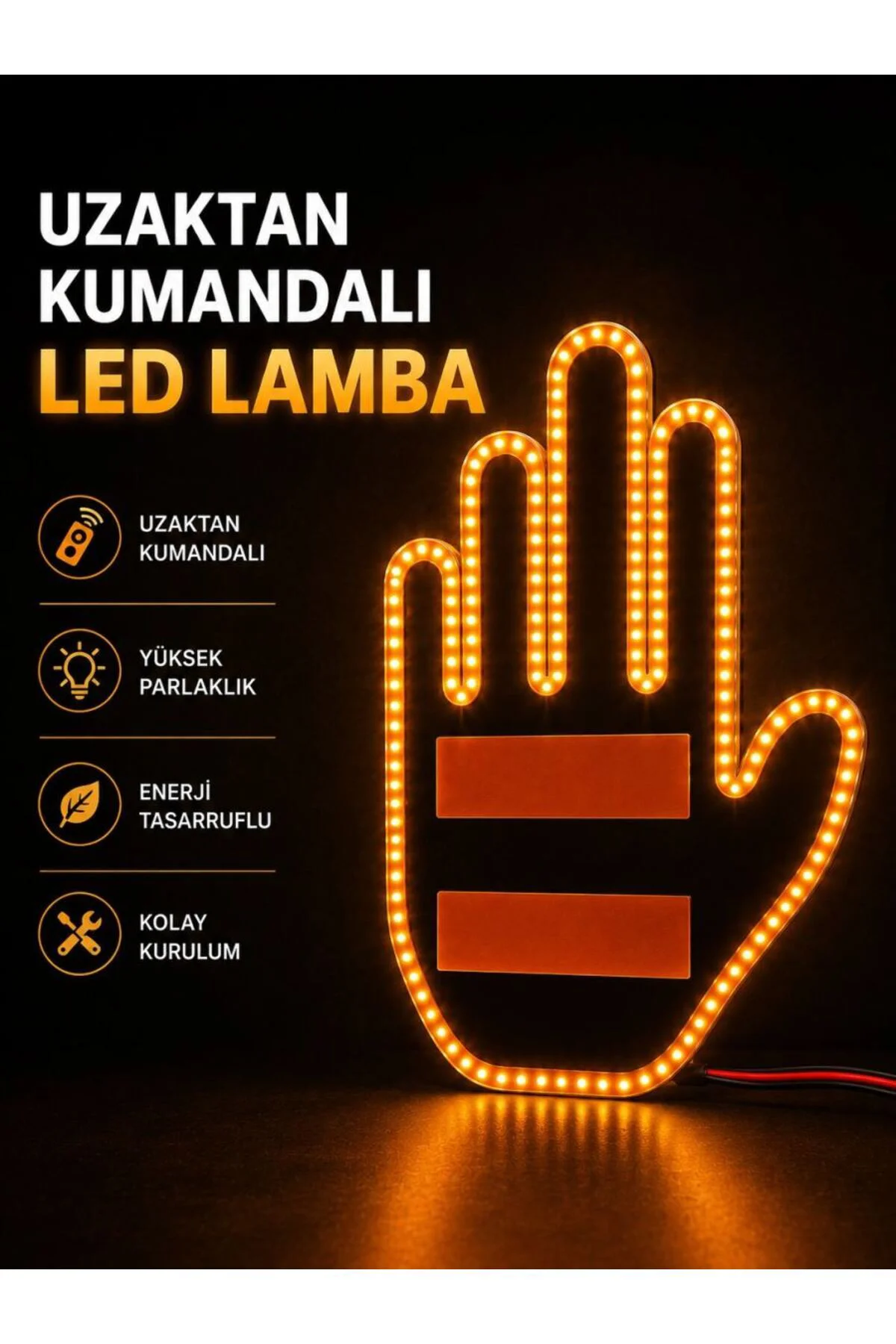 Led Işık El İşareti Araç Camı İçin Uzaktan Kumandalı