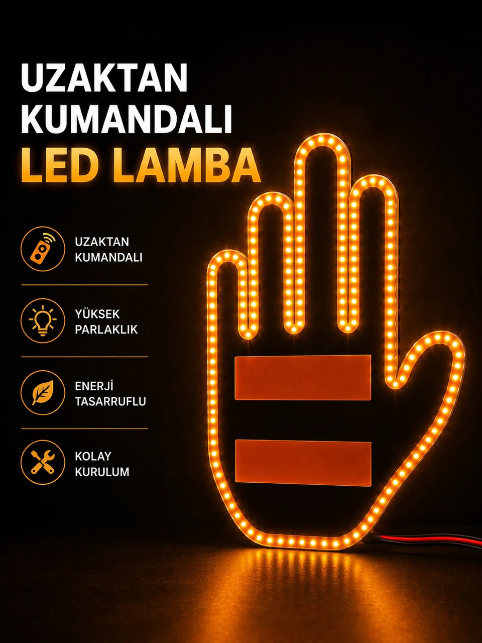 Led Işık El İşareti Araç Camı İçin Uzaktan Kumandalı - Lisinya Diğer