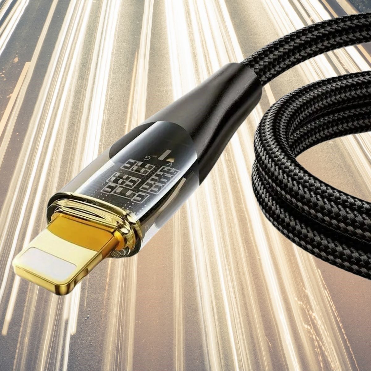 Led Işık Uçlu Sağlam İp Kablolu USB to Lightning Hızlı Şarj Kablo