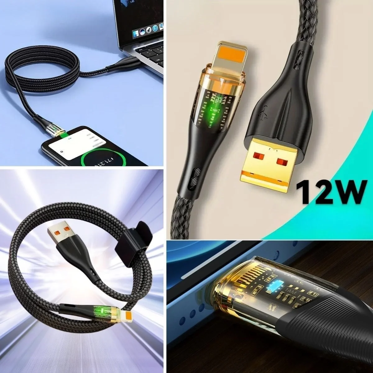 Led Işık Uçlu Sağlam İp Kablolu USB to Lightning Hızlı Şarj Kablosu Fiyatı, Yorumları ve Özellikleri
