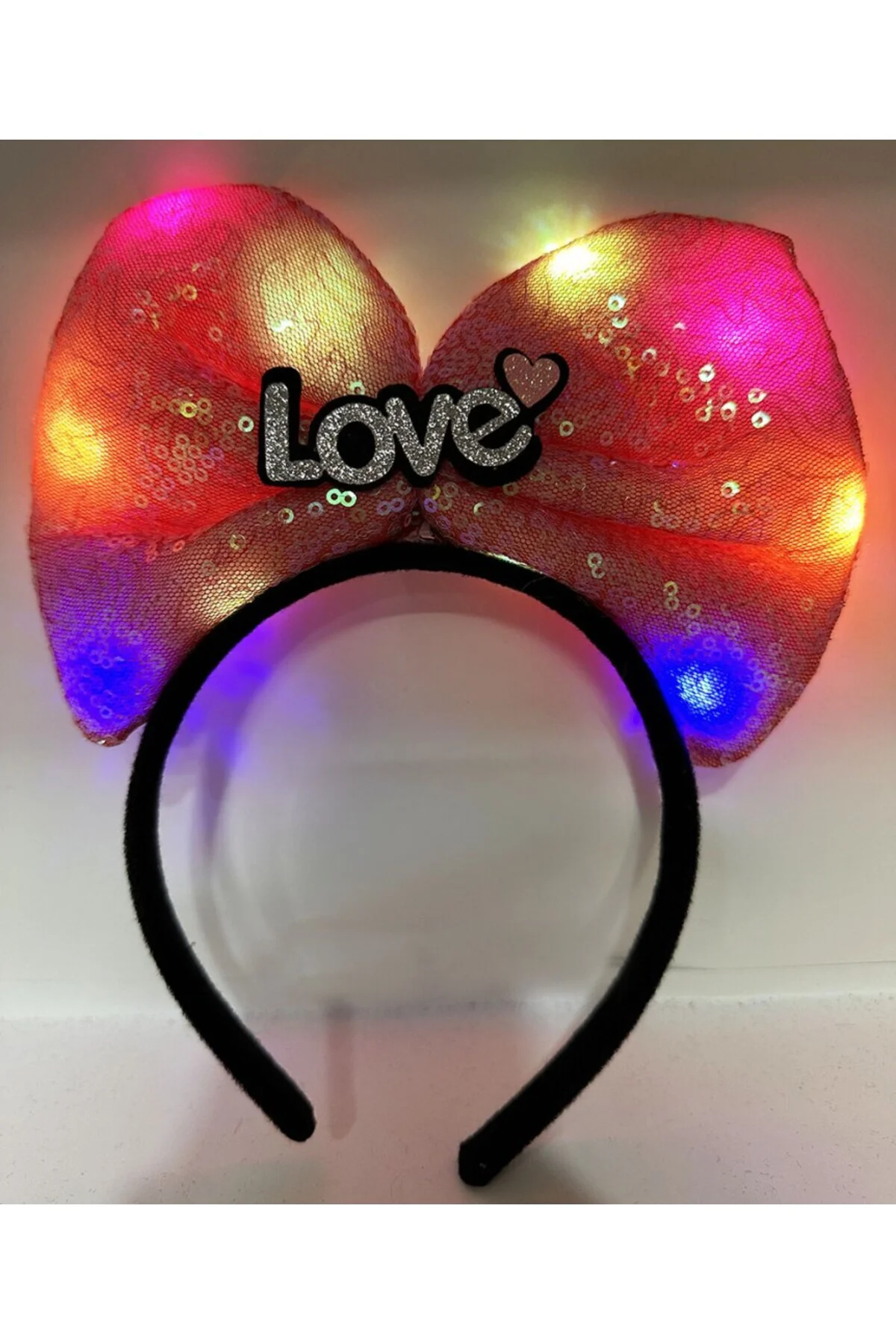 Led Işıklı 3 Farklı FonNessiWorldiyonda Yanan Fuşya Pembe Fiyonk Taç 20X17 cm