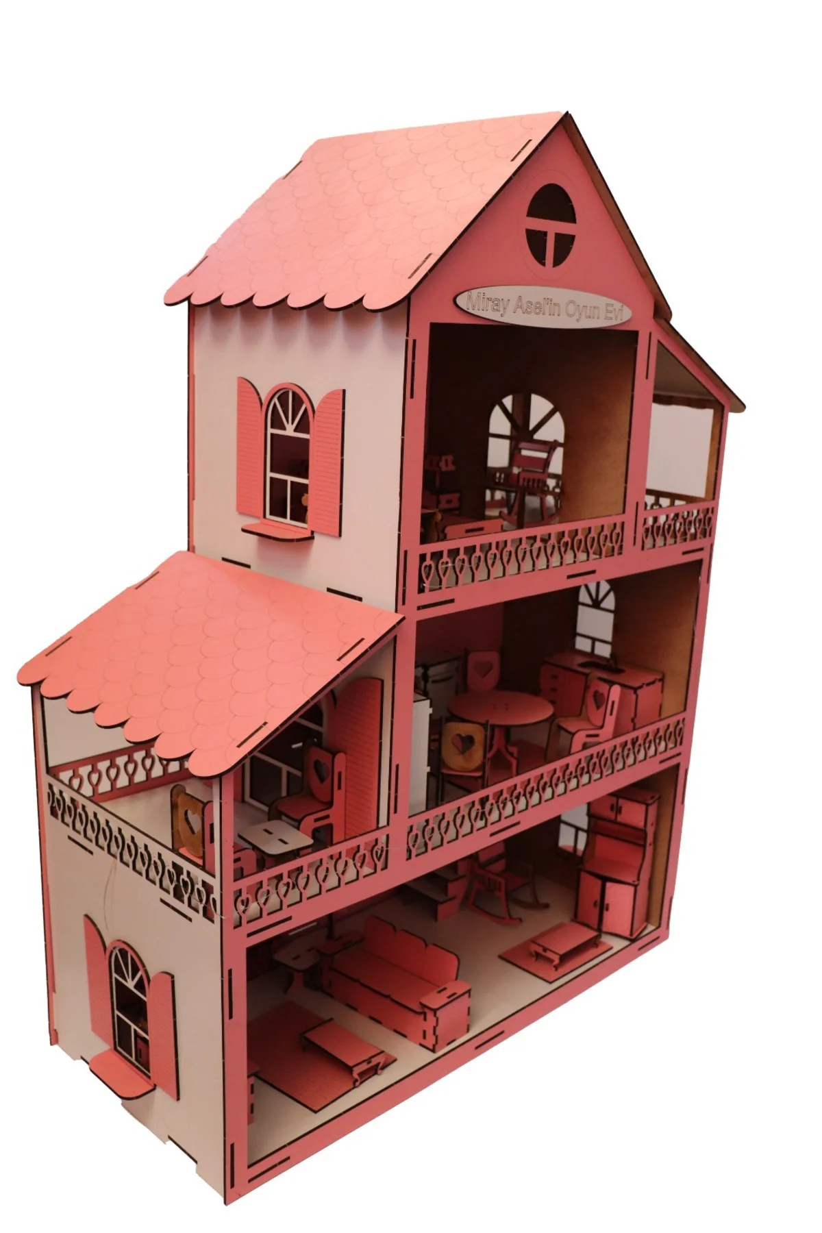 Led Işıklı Ahşap Oyun Evi Büyük Boy (76cm X 57cm X 25cm)