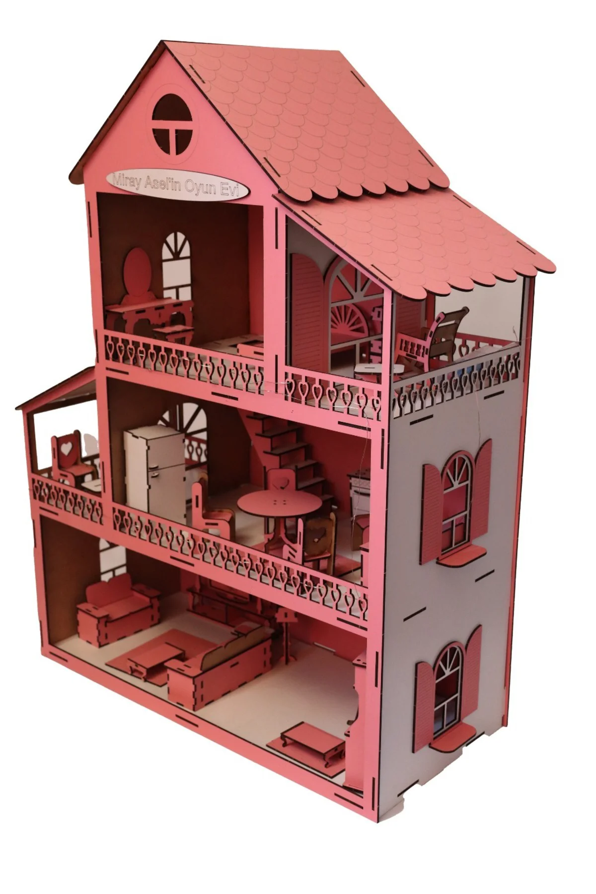 Led Işıklı Ahşap Oyun Evi Büyük Boy (76cm X 57cm X 25cm)
