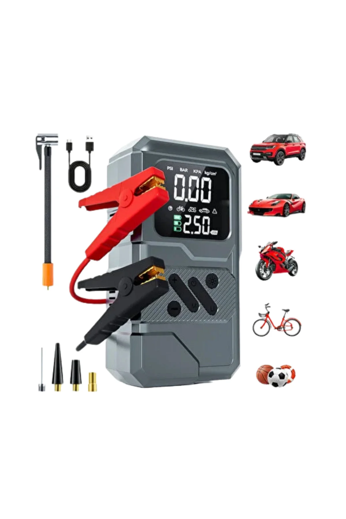 LED Işıklı Akü Takviye ve Lastik Şişirme Cihazı - Lisinya