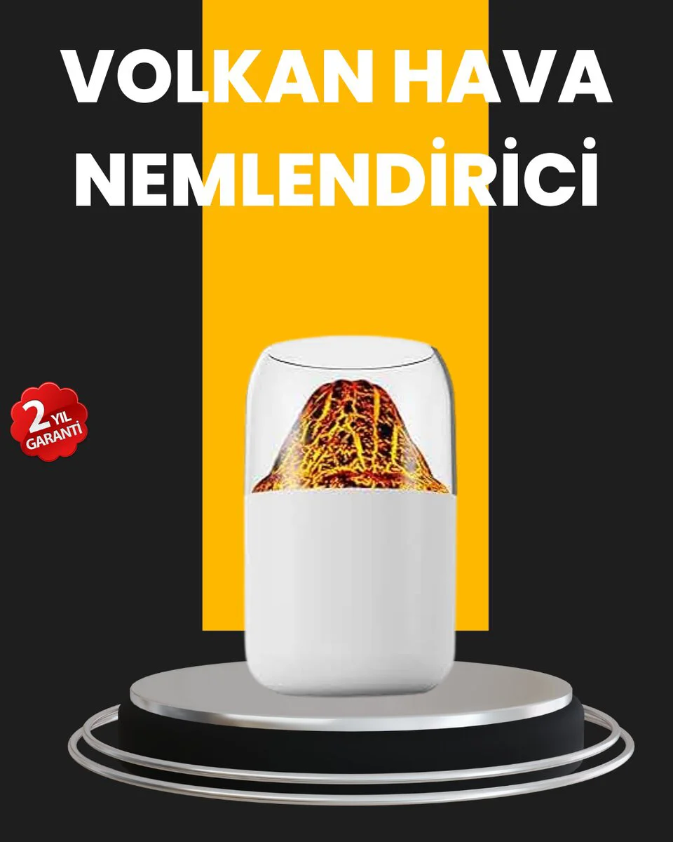LED Işıklı Aromaterapi Difüzörü - 7 Renkli Volkanik Tasarım ile Ev Dekorasyonu ve Ambiyans Aydınlatma