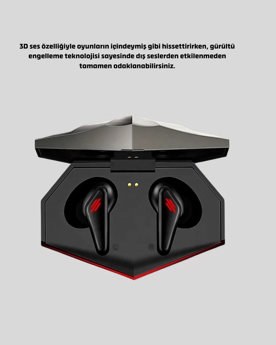 LED Işıklı Bluetooth Kulaklık 3D Ses ve Güçlü Bas - Oyun Odaklı Ultra Düşük Gecikmeli Kulak İçi