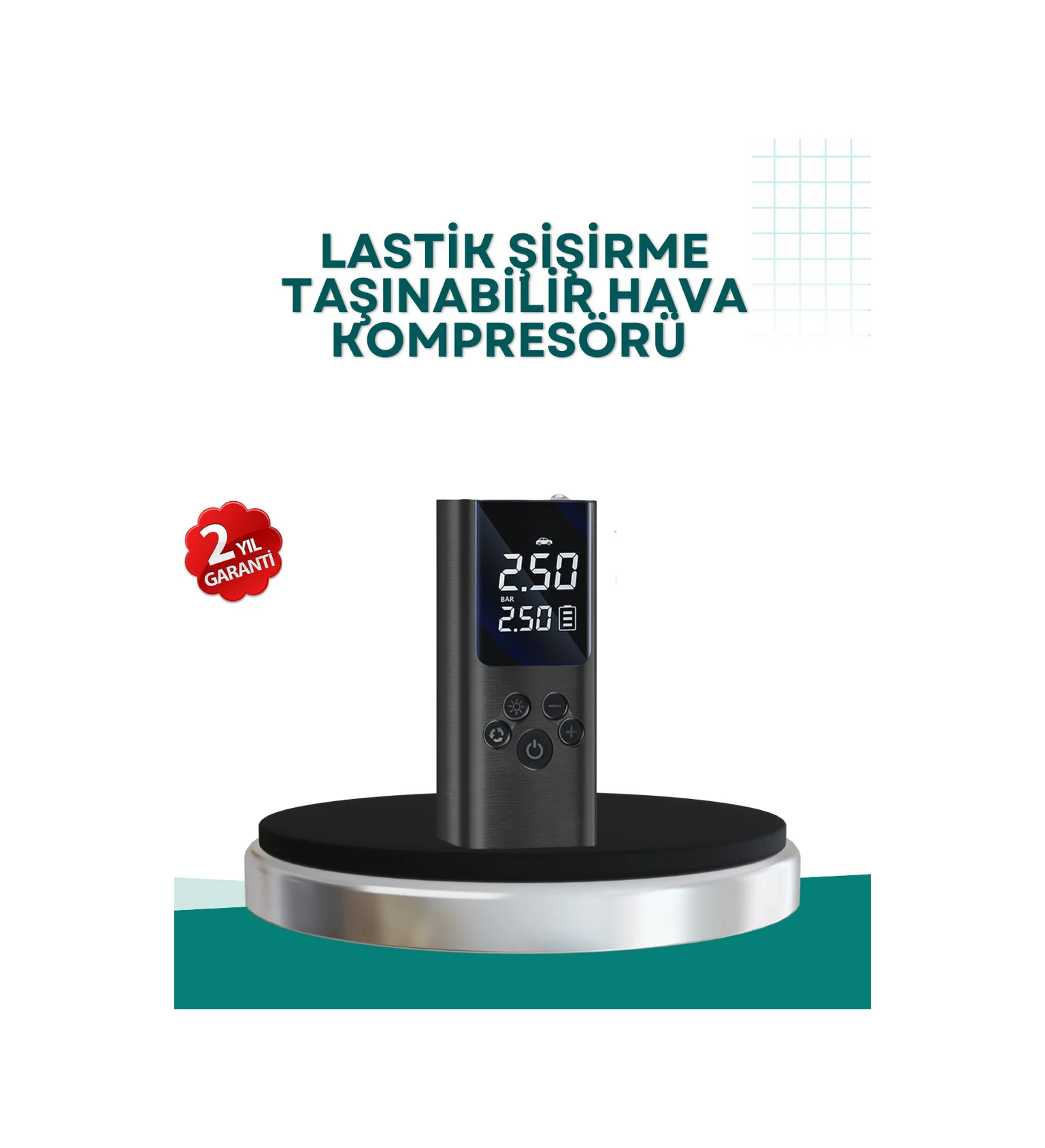 Led Işıklı Dijital Hava Pompası Araba Bisiklet Uyumlu - Lisinya
